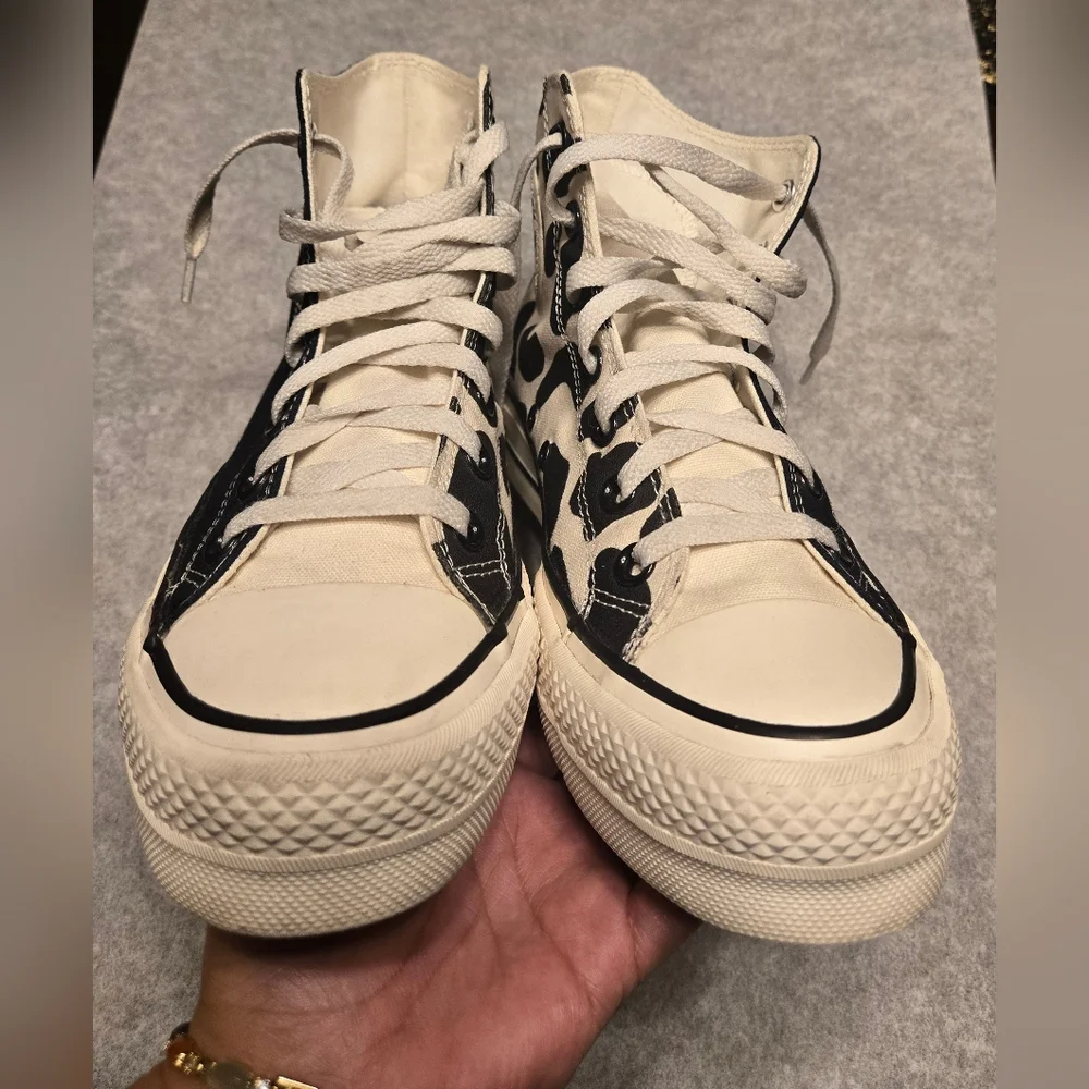 Chuck 70s Cow Print Black/White Converse Plataform Unisex Sz Men's 5 Women's 7